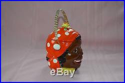 ANTIQUE RARE GOOGLY EYED MAMMY HEAD BLACK AMERICANA COOKIE/BISCUIT JAR GREAT CON