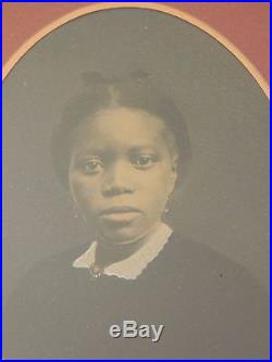 ANTIQUE VICTORIAN FRAMED WHOLE PLATE TINTYPE PHOTOGRAPH of a WEALTHY BLACK WOMAN