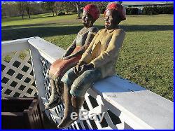 Antique Vintage Black Americana Man Woman Cement Pond People Garden Statues