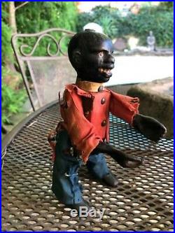 ANTIQUE ives Cast Iron and Wood black man mechanical figure late 1800s