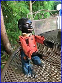 ANTIQUE ives Cast Iron and Wood black man mechanical figure late 1800s