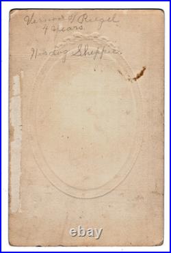 Adorable 1909 Vernon Riegel & Sheppie XL Cab Card Genealogy Research Included
