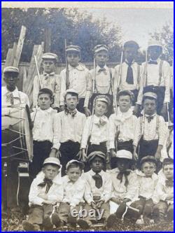 African American Boys Patriotic Group Photo Costumes Guns & Drums Vintage Photo