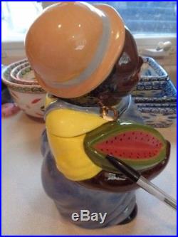 African American Carol Gifford Watermelon Sammy Gold Black Americana Cookie Jar