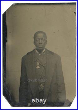 African American Civil War Soldier 1860 Veteran GAR Medal Tintype Black Buffalo