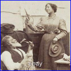 African American Family Spinning Wheel Education Educated Photo Stereoview S447