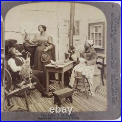 African American Family Spinning Wheel Education Educated Photo Stereoview S447