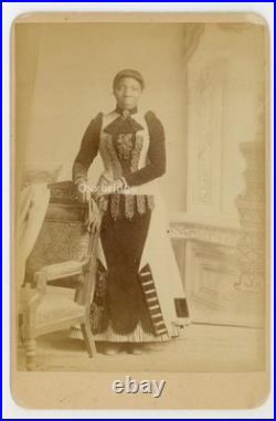 African American Fashion Photo 1870 Elegant Black Lady Beaded Hoop Stylish Dress