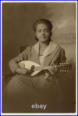 African American Female Mandolin Guitarist 1900 Black Blues Musician Photo 14658