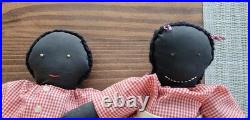 African American Folk Art Rag Dolls 16 Boy/Girl Pair Hand Sewn 1940's