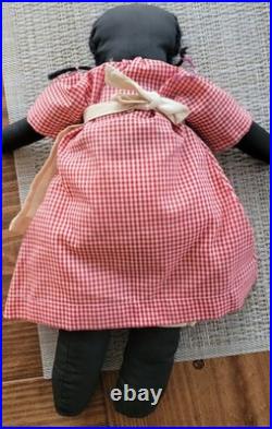 African American Folk Art Rag Dolls 16 Boy/Girl Pair Hand Sewn 1940's
