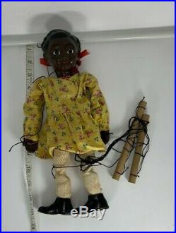 African American Girl Doll Marionette Puppet Curtis Crafts Black Americana