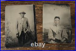 African American Man Woman Antique Tintype Photo 1800s Black Americana Rare Lot