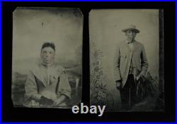 African American Man Woman Antique Tintype Photo 1800s Black Americana Rare Lot