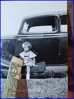 African American SchoolColored Girl Mixed SITTING ON CAR