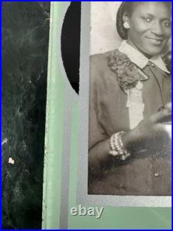 African American Woman with Phone Reversible Vanity Hand Mirror Black Americana