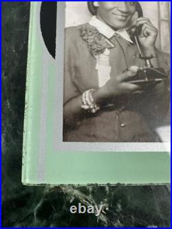 African American Woman with Phone Reversible Vanity Hand Mirror Black Americana