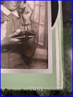 African American Woman with Phone Reversible Vanity Hand Mirror Black Americana