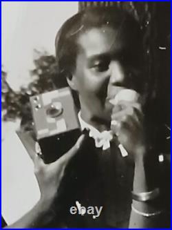 African american school Rare Colored Student EATING ICE CREAM CONE