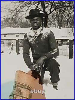 African american school Rare Colored Student ENJOYING THE SNOW