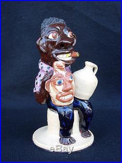 Albert Hodge Black Man on Stump 2 Face Jugs North Carolina Pottery Catawba N C
