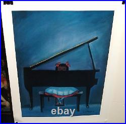 Alice Patrick African American Girl Playing A Piano Hand Signed Lithograph