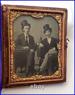 Amazing Tintype Photo W. Case Two Wealthy Upper Class Gents W. Cigars