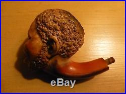 Amazing hand carved detail NUBIAN HEAD antique MEERSCHAUM pipe RICH PATINA nr