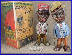 Amos & Andy moving eye wind-up walkers Louis Marx Toys 1930 double set