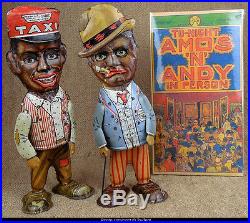 Amos & Andy moving eye wind-up walkers Louis Marx Toys 1930 double set
