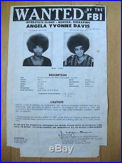 Angela Yvonne Davis (AKA Tamu) vintage 1970's FBI Wanted Poster 100% original