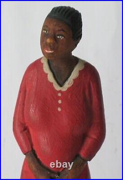 Ant. Folk art wood carvings of a Black couple Thomas Brown Americana rustic camp