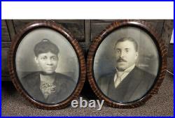 Ant/VTG pair of African American Black Americana Man&Woman Oval Framed Portraits