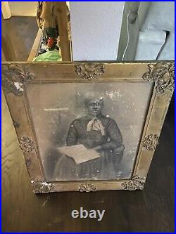 Antique 1800s African American Lady Portrait in Frame & Glass