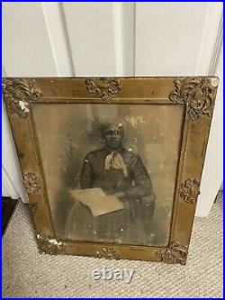 Antique 1800s African American Lady Portrait in Frame & Glass