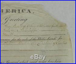 Antique 1828 Velum John Adams US Land Grant Free Persons of Color American Seal