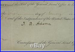 Antique 1828 Velum John Adams US Land Grant Free Persons of Color American Seal