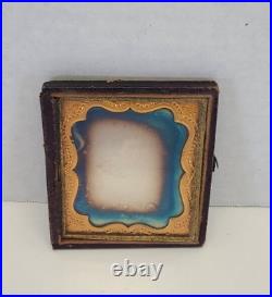 Antique 1850s Daguerreotype Lady Tintype Photograph Victorian Dress Gold Frame