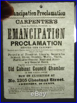 Antique 1864 Handbill Exhibition Broadside Emancipation Proclamation Painting