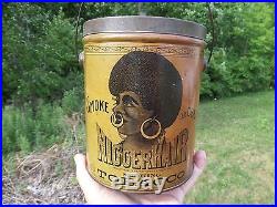 Antique 1878 BLACK AMERICANA N HAIR Bigger Smoking Tobacco TIN Can withLid SUPER