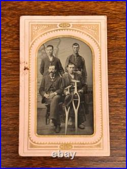 Antique 1880s Mitchell Creese Tintype Group Portrait of Four Kansas Frontier Men
