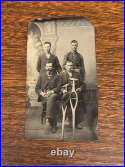 Antique 1880s Mitchell Creese Tintype Group Portrait of Four Kansas Frontier Men