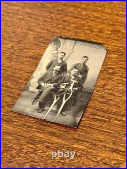 Antique 1880s Mitchell Creese Tintype Group Portrait of Four Kansas Frontier Men