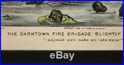 Antique 1889 Currier & Ives Black Americana Lithograph The Darktown Fire Brigade