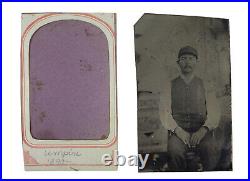 Antique 1890 RARE Baseball UMPIRE Sports Player Tintype Photo Vintage Late 1800s
