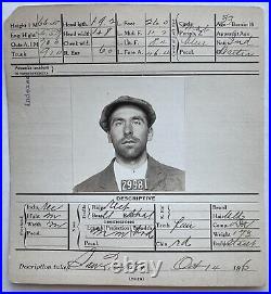 Antique 1916 San Francisco Man Larceny Mug Shot Photo SF Criminal Arrest ID Card