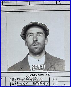 Antique 1916 San Francisco Man Larceny Mug Shot Photo SF Criminal Arrest ID Card