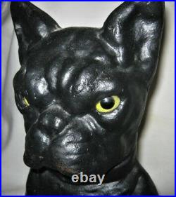 Antique 1928 Greenblatt Studios Boston Terrier Dog Cast Iron Doorstop Glass Eyes