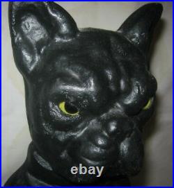 Antique 1928 Greenblatt Studios Boston Terrier Dog Cast Iron Doorstop Glass Eyes