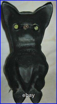 Antique 1928 Greenblatt Studios Boston Terrier Dog Cast Iron Doorstop Glass Eyes